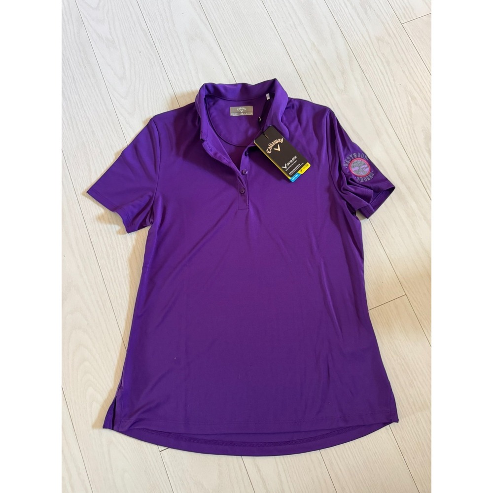 Callaway Purple Polo Shirt Opti-Dri UPF 50 Westwood Shores Logo Size S Golf‎ NWT